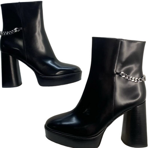 Michael Kors Womens Size 9 Black Leather Carlisle Platform High Heel Boots